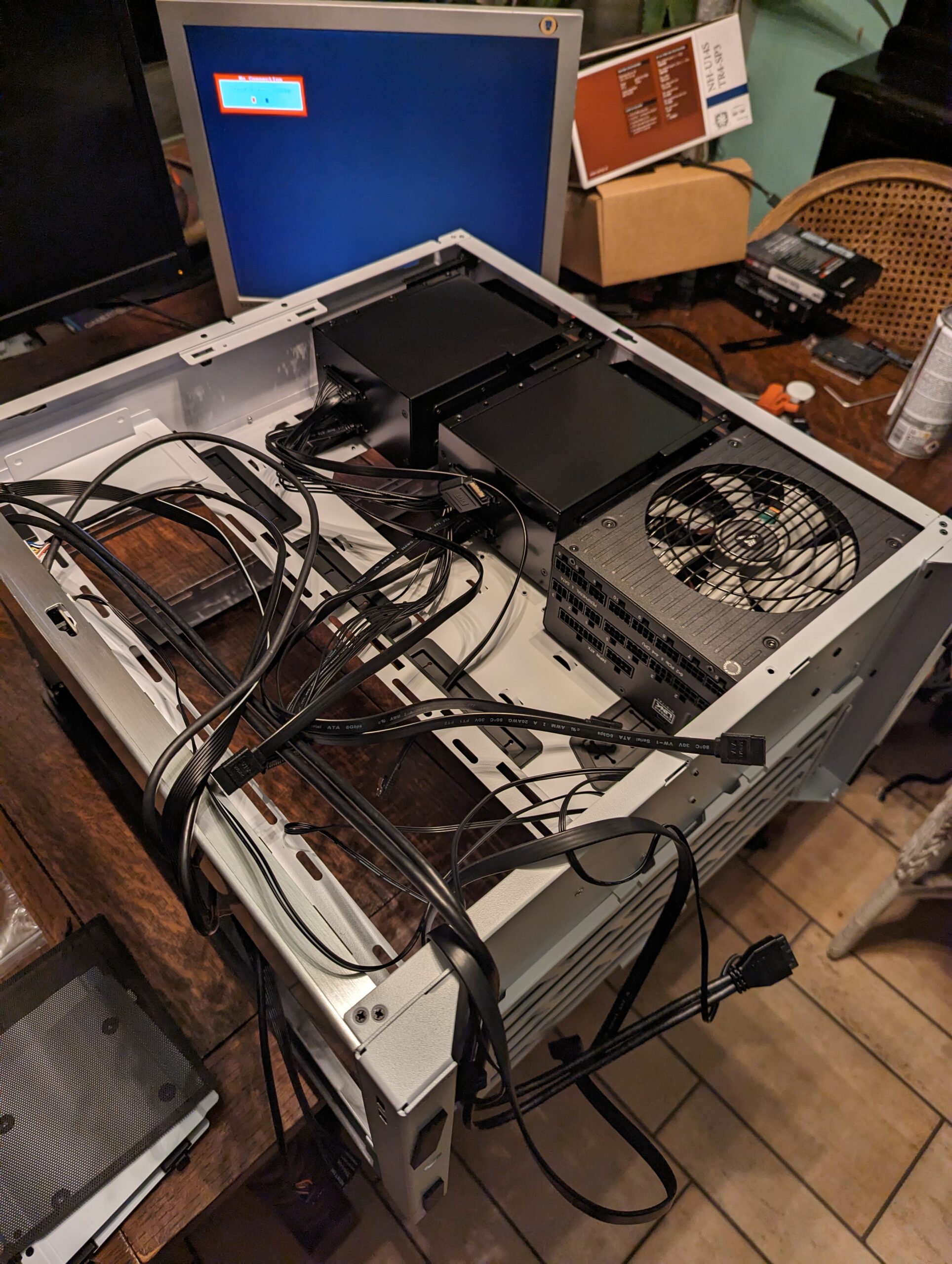 Cable managing the SATA cages